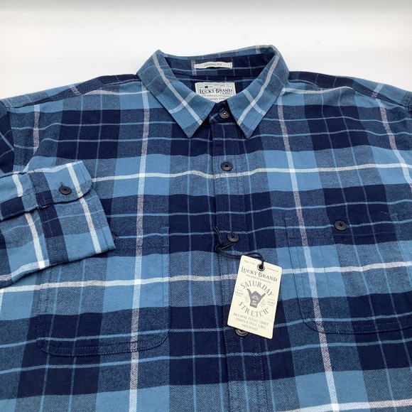 Lucky Brand Saturday Stretch Classic Fit Long Sleeve Button Up Shirt Size XL NWT - Picture 1 of 6